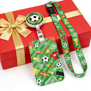 Wholesale 3.2cm round football with back <b>clip</b>, epoxy resin telescopic ID <b>buckle</b>, football cup, staff neck rope - Product Image 4