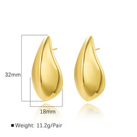 Changda pendientes de moda pendientes de acero inoxidable pvd 18 k bijoux en or goutte d'eau larme dupe boucles d'oreilles