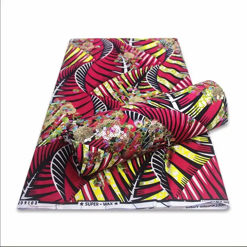 Großhandel afrikanischen Druck Pailletten Stoff Holland 100% Baumwolle Super Qualität Design Wachs Pailletten Ankara