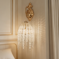 Applique murale de luxe en cristal K9 avec pampilles dorées, lampe murale LED moderne, luminaire de haute qualité pour villa, chambre et salon