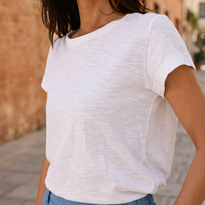 Camiseta de Manga Corta para Mujer, Cuello Redondo, Color Sólido, Casual, Ecológica, de Spandex |   Camiseta Básica Suave y Transpirable para Uso Diario - Product Image 2