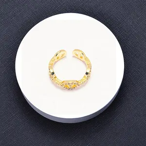 Anéis abertos ajustáveis de porco, mais novo anel de zircônio, com articulações, para mulheres, 18k, ouro banhado a empilhamento, dedo do polegar, declaração