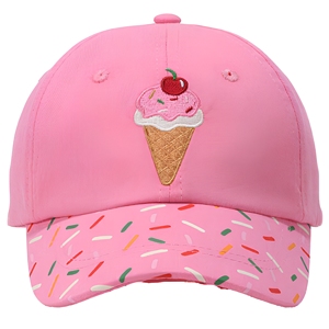Casquette de baseball brodée en forme de cornet de crème glacée rose avec bord à confettis, unisexe, style décontracté printemps-été - Product Image 1