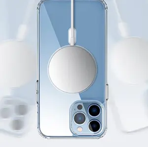 高品质适用于iPhone 15 Pro Max 14 plus 12迷你磁环手机外壳外壳透明硬无线充电器