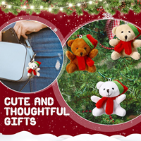 Nouveau porte-clés ours en peluche Mini ours en peluche de Noël avec chapeau et écharpe petits ours flous doux pour arbre de Noël