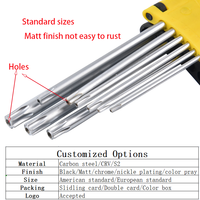9 pièces fabricant 4 5 6 8 mm outil de réparation de haute qualité pouces sae matériel métrique main personnalisé torx allen clés ensemble de clés hexagonales