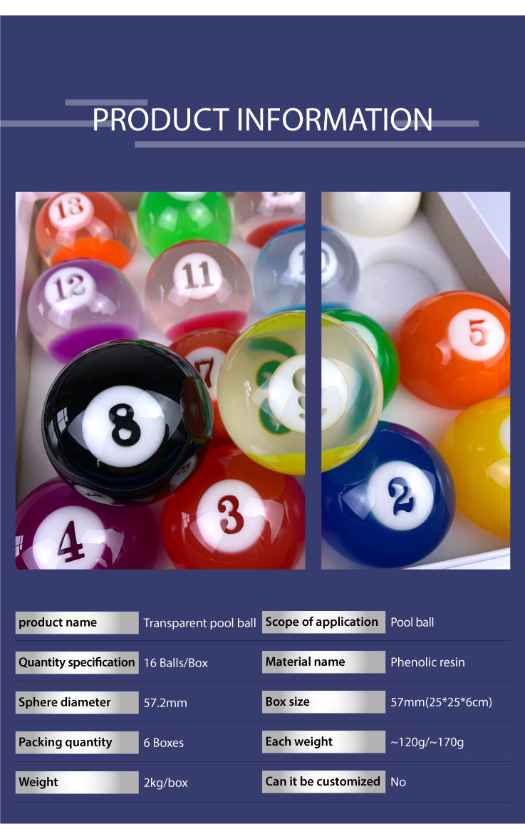 透明クリスタルプールボールBenxiao透明プールボールセット57.2