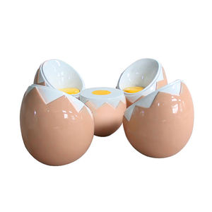 Juego de Muebles de Jardín de Fibra de Vidrio con Diseño Creativo de Cáscara de Huevo, Incluye Mesa de Centro y Silla Relajante para Patio u Hotel - Product Image 3