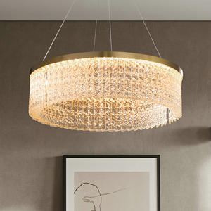 Lustre en cristal de lumière pendante d'anneau de cercle de luxe de LED avec le décor de baisse pour la lampe de taille moyenne de salle à manger de chambre à coucher - Product Image 1