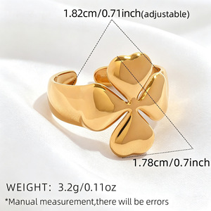 Four Leaf Clover <b>Ring</b> Women Adjustable Open Index Finger <b>Ring</b> Gold <b>Silver</b> Color Fashion Jewelry Gift - Product Image 4