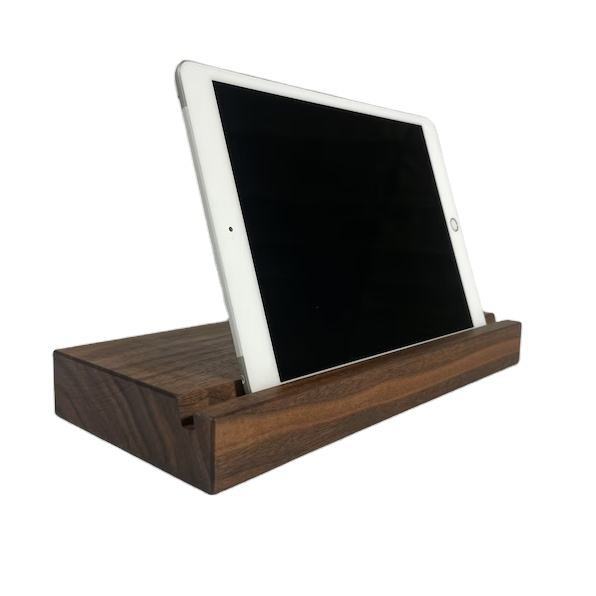 Walnut Wood Tablet Stand E-reader Stand Holder for Cell Phone. Kindle, Ipad, Book