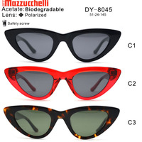 Lunettes de soleil œil-de-chat à monture complète en acétate Mazzucchelli recyclé, protection UV400, pour la vente en gros, protection UV élevée, respectueuses de l'environnement