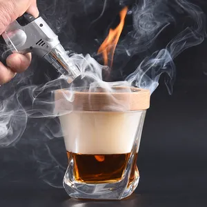 मशाल के साथ कॉकटेल धूम्रपान न करने किट, चार प्रकार की लकड़ी धूम्रपान न करने के लिए चिप्स व्हिस्की और Bourbon