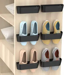 Wall Mounted Shoes Rack 6Pack mit Sticky Hanging Strips Plastic Shoes Holder Storage Organizer Door Shoe Hangers