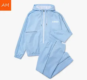 Fashion Design Oversized Lightweight Tracksuit Set Hooded Zip Jacket Solid Pants Training Sets