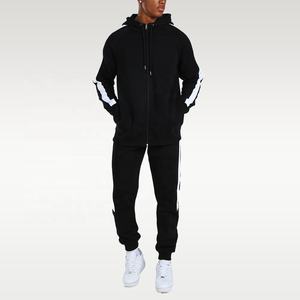 Chándal con logotipo bordado en blanco, ropa deportiva personalizada, sudaderas con capucha, pantalones para correr, OEM Design Factory, venta al por mayor - Product Image 1