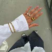 Gaovo Damen Goldfarbener Edelstahl Perlen Offener Ring 18K Eleganter Minimalistischer Modeschmuck für Frauen Tägliches Tragen Großhandel