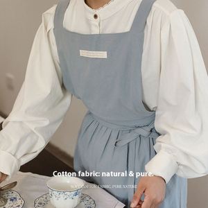 Hot Sale Custom Logo 100% Cotton Soft Breathable Adjustable Waist Strap Women Kitchen Apron with Pockets - Product Image 2