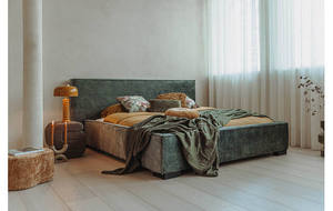 Cama Inteligente Tapizada Estilo Escandinavo / Estilo Holandés Directamente de Fábrica China con Cabecero, Estructura de Listones y Espacio de Almacenamiento - Product Image 1