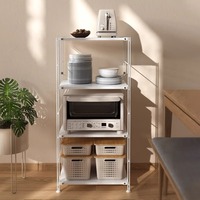 Étagère de rangement OEM à 4 niveaux en acier au carbone pour la cuisine et la chambre à coucher, étagère ménagère sur pied pour four à micro-ondes, ustensiles de cuisine, option de rangement