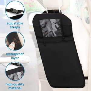 Kick Mats Back Seat Protectors <strong>for</strong> Vehicles Back Seat <strong>Kids</strong>, 2 Pack Pocket Plus Zipper Storage Organizer with iPad <strong>Tablet</strong> Holder