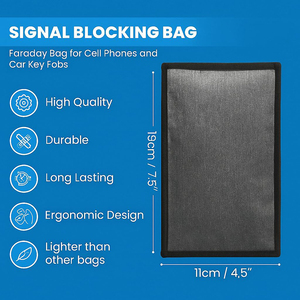 Sac Faraday pour téléphone et clés de voiture, pochette bloquant les signaux RFID, bloque les signaux RF, cellulaires, Wi-Fi, Bluetooth, GPS et NFC, anti-pistage - Product Image 1