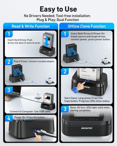 Docking Station BENFEI per Hard Disk con Funzione di Clonazione Offline UASP, Dock USB C a Doppio Alloggiamento per HDD/SSD da 2.5/3.5 Pollici - Product Image 6