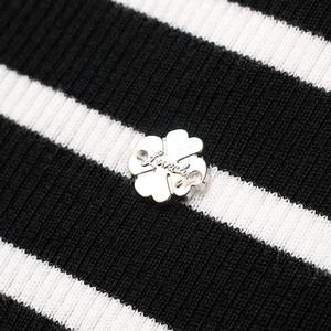 سترة نسائية كلاسيكية بياقة على شكل حرف U بخطوط سوداء وبيضاء من الصوف 100٪ للربيع والصيف، تصنيع حسب الطلب - Product Image 4