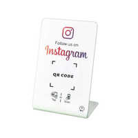 Support NFC personnalisable et réinscriptible en acrylique/PVC pour affichage de code QR, avis sur les réseaux sociaux et menu, compatible avec les téléphones