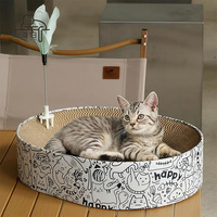 Grattoir à chat ovale écologique de luxe en carton ondulé, tapis à gratter durable en carton recyclé pour meubles