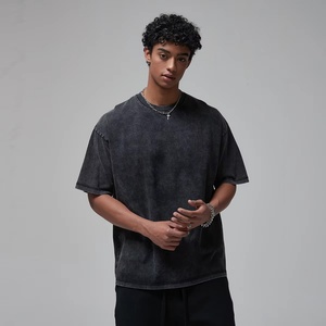 Camiseta de algodón de 280GSM con hombros caídos, personalizada, de peso pesado, lavada, de corte holgado y extragrande, lisa, tallas grandes para hombre - Product Image 2