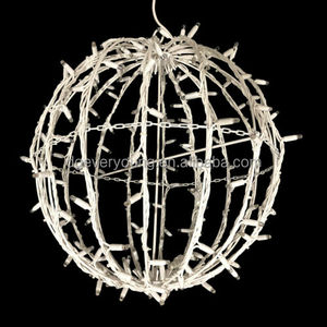 Bola de luz LED 3D para Navidad, 35cm, blanco frío, plegable, exterior, marco de acero, cuerda de goma, IP 67 - Product Image 4
