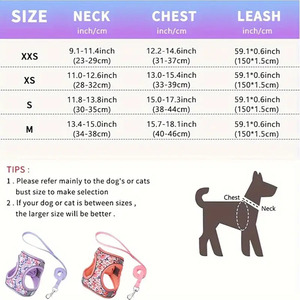 Ggtd <b>Pet</b> <b>Harness</b> With Leash Breathable Floral Print For Small Medium Dogs And Cats - Product Image 2