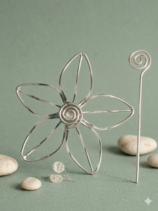 Pince à cheveux florale minimaliste en fil d'argent - Épingle à cheveux botanique moderne - Product Image 4