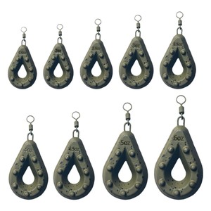 Plombs de pêche en forme de goutte d'eau avec émerillons, de 1,5 oz à 6 oz, pour la pêche à la carpe en lac, durables et fonctionnels - Product Image 1