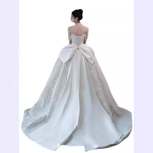 Strapless Wedding Dress Ball Gown Lace Empire Waist Vintage Style With Train For Petite And Plus Sizes - Product Image 5