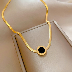 Collar de Acero Inoxidable y Titanio para Mujer, Collar de Lujo Redondo para Banquete, Boda, Oro - Product Image 2