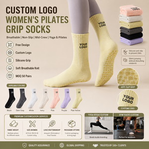 Free Design <strong>Custom</strong> Logo Professional Women's Pilates Sports Knitted Mid-Tube <strong>Socks</strong> Non-Slip Yoga <strong>Socks</strong> with <strong>Grip</strong> - Product Image 6