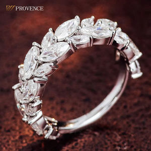 Vente flash Bague de fiançailles en diamant de luxe en or véritable blanc massif 18k 14k Bague en moissanite VVS Bague en or 18k sertie de diamants pour femmes - Product Image 1