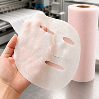 Sustrato para Mascarillas Faciales de Tela No Tejida Spunlace Biodegradable Teñido con Pigmentos Vegetales Y181, Fibra Vegetal de Sakura, Estándar Coreano, Lámina Seca