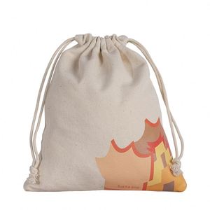 Sachets de rangement en toile de coton avec cordon de serrage, petits sacs en tissu personnalisables avec logo imprimé, vente en gros - Product Image 3