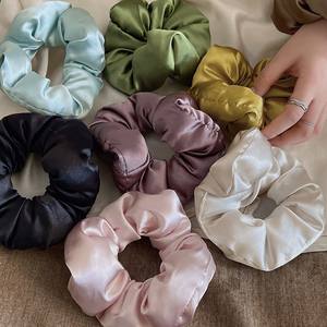 Élastiques à cheveux de luxe pour queue de cheval, élastiques volumineux en satin de soie pour filles, chouchous en éponge pour femmes - Product Image 1