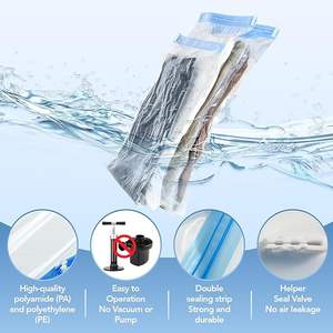Sacs <span class=keywords><strong>de</strong></span> rangement sous vide en Nylon bleu PA/PE avec pompe à main pliable organisateurs peu encombrants pour vêtements literie chaussures outils nourriture - Product Image 5