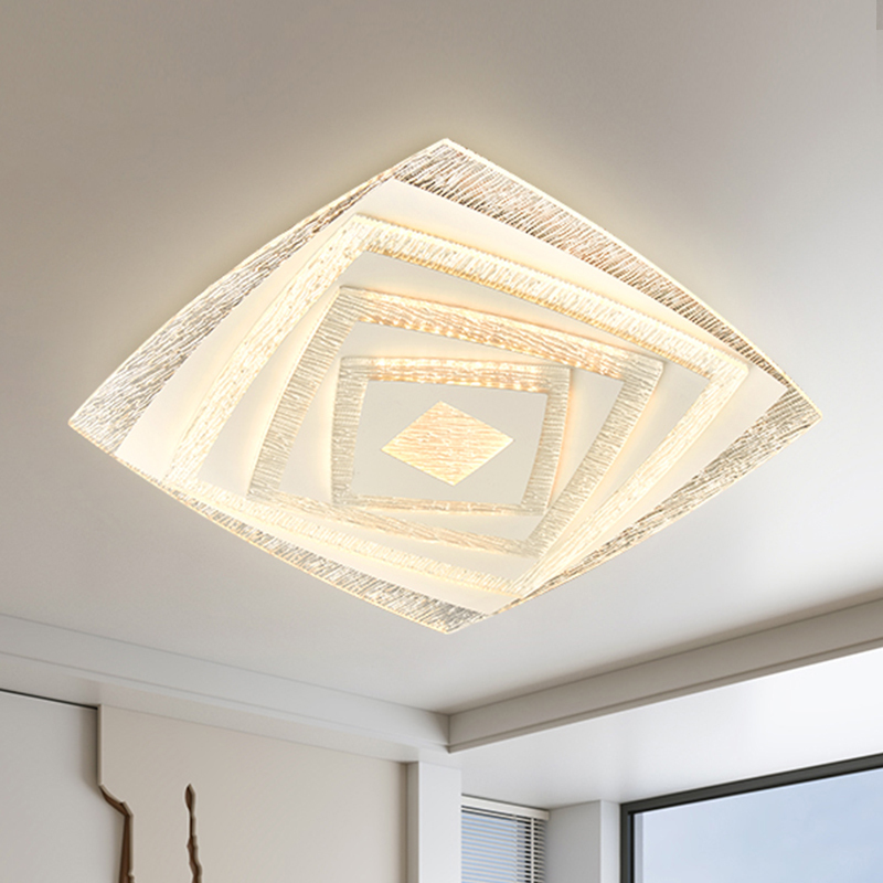 Modern Metal & Acrylic LED Ceiling Lamp with Switch Control AC Powered for Bedroom and Home Office