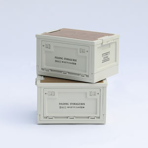 Multifunctional Portable Foldable <b>Camping</b> <b>Storage</b> <b>Box</b> With Wooden Cover for Outdoor Travel <b>Storage</b> - Product Image 1