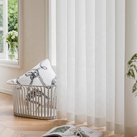 ZSATRR Voile écrasé taffetas léger matériau de pli rigide blanc rideaux transparents de luxe pour salon chambre fenêtres