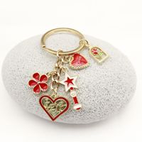 Aşk Kalpli Anahtarlık, 75x30mm, Hediyeler ve Çantalar için Parlak Emaye Alaşımlı Çoklu Charm Tasarımı, Altın ve Kırmızı