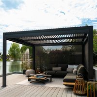 Pergola de jardin motorisée à lames orientables imperméable en aluminium rétractable 12x20