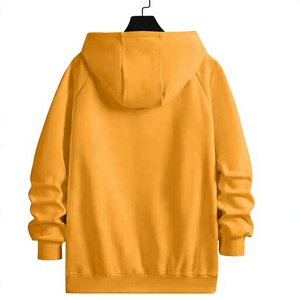 Sweat-shirt à capuche unisexe jaune à fermeture éclair, en molleton, couleur unie, coupe classique, pour l'automne - Product Image 2
