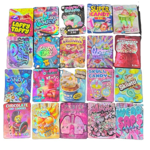 Offres Spéciales en Stock : Des Milliers de Sachets d'Emballage pour Bonbons Comestibles et Fleurs, Sachets Mylar Découpés à la Forme, Refermables (3.5g, 7g, 14g, 28g) avec Boîte d'Allumettes - Product Image 1